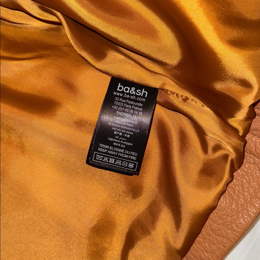 ba&sh Women's camel lamb Leather Button-Front Jacket - Picture 4 of 4